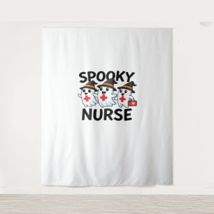 Niedliches Halloween Nurse Ghosts Cartoon Classic Wandteppich