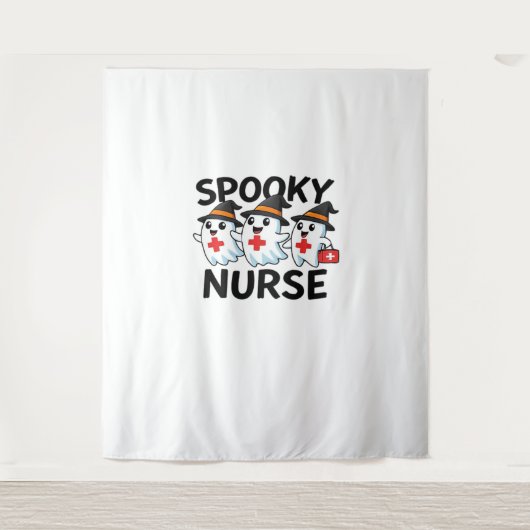 Niedliches Halloween Nurse Ghosts Cartoon Classic Wandteppich (Vorderseite)