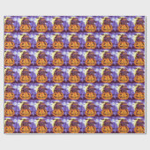 Niedliches Halloween-Oktober Hexenkatze Geschenkpapier (Flach)