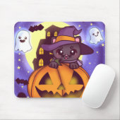 Niedliches Halloween-Oktober Hexenkatze Mousepad (Mit Mouse)