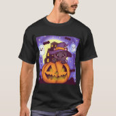 Niedliches Halloween-Oktober Hexenkatze T-Shirt (Vorderseite)