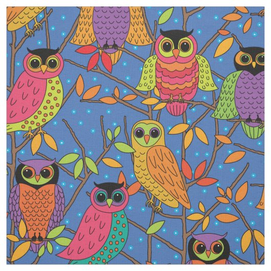 Niedliches Halloween Orange Green Blue Pattern Stoff (Muster)
