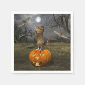 Niedliches Halloween-Orange-Katzen-Batzen Serviette (Vorderseite)
