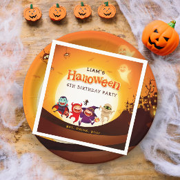 Niedliches Halloween Orange Spooktacular Kinder Serviette