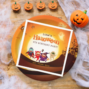 Niedliches Halloween Orange Spooktacular Kinder Serviette