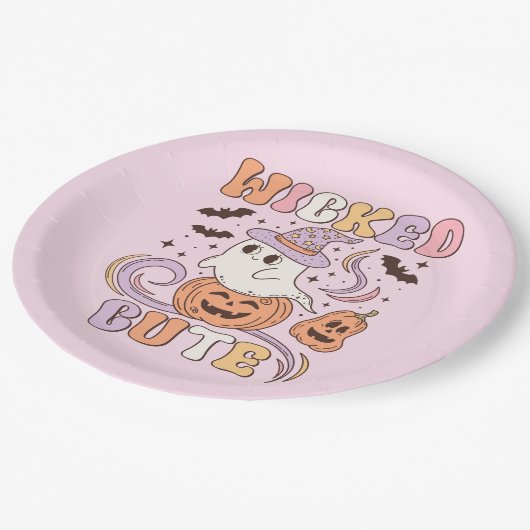 Niedliches Halloween Pappteller (Schrägansicht)