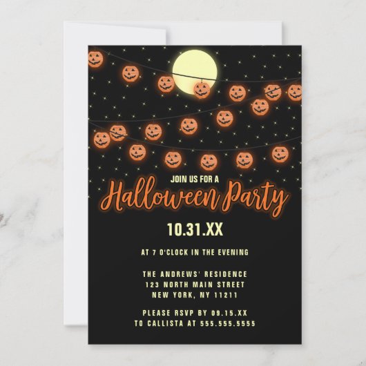 Niedliches Halloween-Party des Jacks O' Lantern Einladung (Vorderseite)