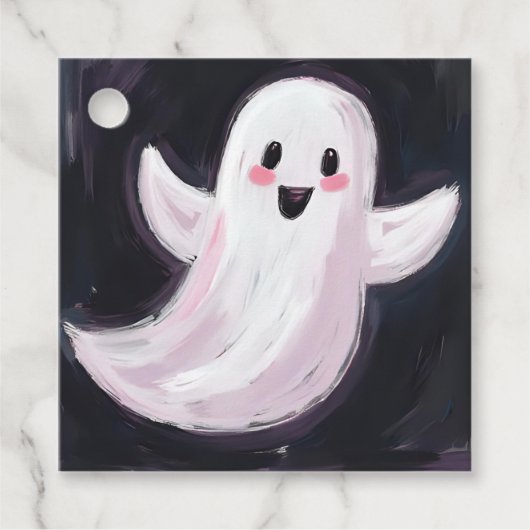 Niedliches Halloween-Party des White Ghost Geschenkanhänger (Vorderseite)