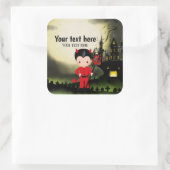 Niedliches Halloween-Party Devil Quadratischer Aufkleber (Tasche)