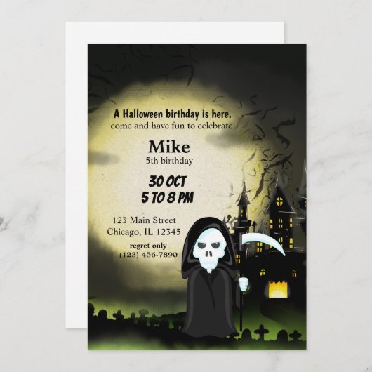 Niedliches Halloween-Party Devil Skeleton Einladung (Vorne/Hinten)