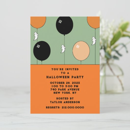 Niedliches Halloween-Party Einladung (Stehend Vorderseite)