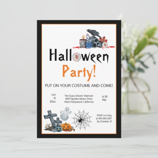 Niedliches Halloween-Party Einladung (Stehend Vorderseite)