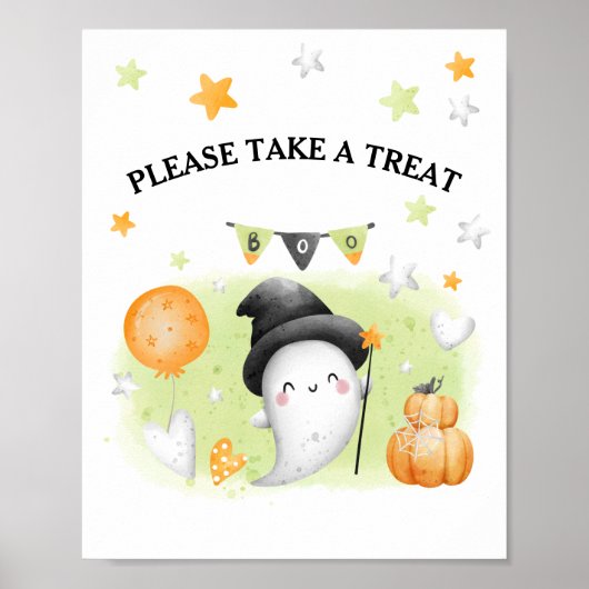 Niedliches Halloween-Party Little Boo Gefallen Zei Poster (Vorne)