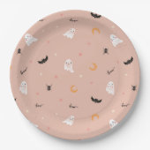 Niedliches Halloween-Party Little Boo Orange Ghost Pappteller (Vorderseite)