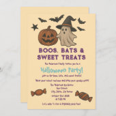 Niedliches Halloween - Pastel Pumpkin & Candy Part Einladung (Vorne/Hinten)