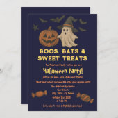 Niedliches Halloween - Pastel Pumpkin & Candy Part Einladung (Vorne/Hinten)