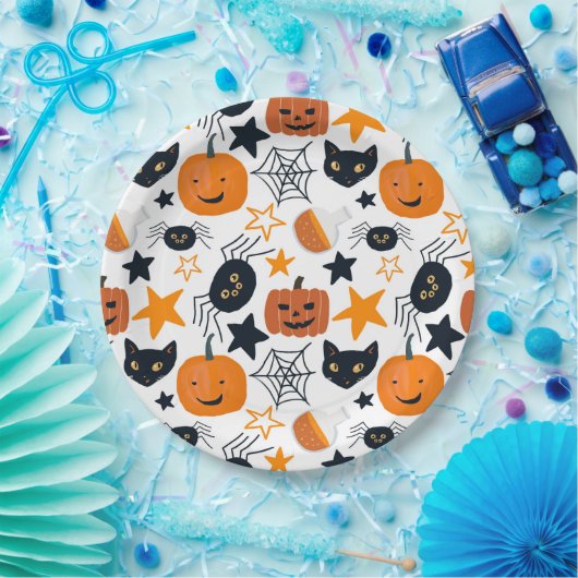 Niedliches Halloween Pattern Kids Party Pappteller (Party)