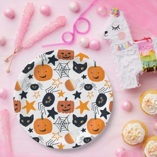 Niedliches Halloween Pattern Kids Party Pappteller (Party)