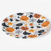 Niedliches Halloween Pattern Kids Party Pappteller (Schrägansicht)