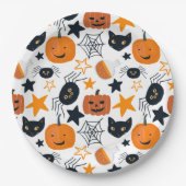 Niedliches Halloween Pattern Kids Party Pappteller (Vorderseite)