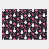 Niedliches Halloween-Pink-Schwarz-Muster Geschenkpapier Set (Vorderseite 3)