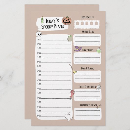 Niedliches Halloween-Planerblatt (Vorne/Hinten)