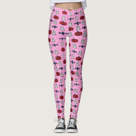 Niedliches Halloween-Print auf rosa Leggings