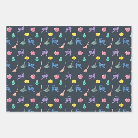 Niedliches Halloween-Print mit nahtlosem Muster. Geschenkpapier Set (Vorderseite)