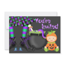 Niedliches Halloween Pumpkin Baby Einladung zum 1.
