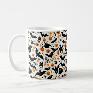 Niedliches Halloween Pumpkin & Bat Pattern Mu Kaffeetasse