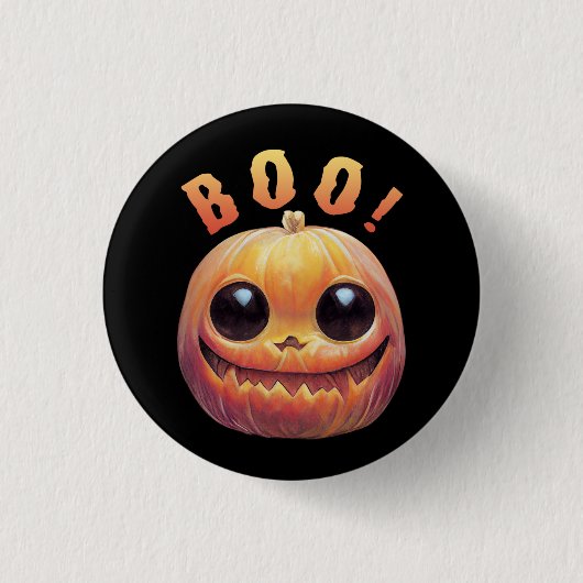 Niedliches Halloween Pumpkin Head Sprichwort Boo Button (Vorderseite)
