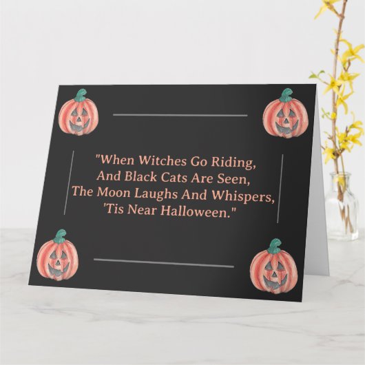 Niedliches Halloween Pumpkin Jack-O-Lantern Zitat Karte (Gelbe Blume)