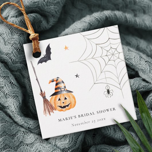 Niedliches Halloween Pumpkin Spider Web-Brautparty Geschenkanhänger