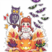 Niedliches Halloween-Puppenkuscheln Aufkleber (Vorderseite)