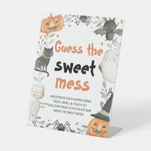 Niedliches Halloween Raten Sie die süße Mess-Babyd Sockelschild (Vorderseite)