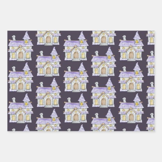 Niedliches Halloween-Rotzerhaus Geschenkpapier Set (Vorderseite)