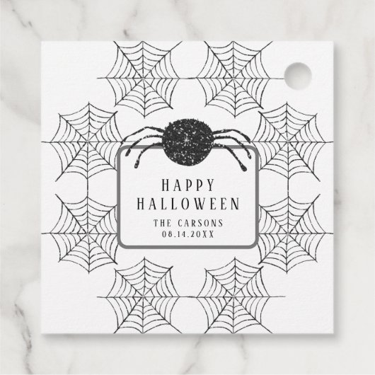 Niedliches Halloween-Schwarz-weiß-Spider-Web-Party Geschenkanhänger (Rückseite)