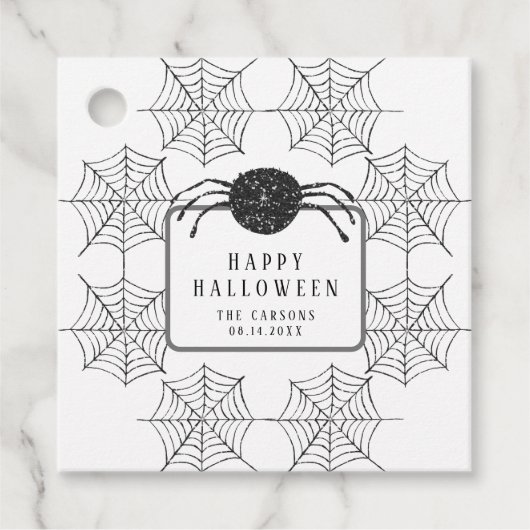 Niedliches Halloween-Schwarz-weiß-Spider-Web-Party Geschenkanhänger (Vorderseite)