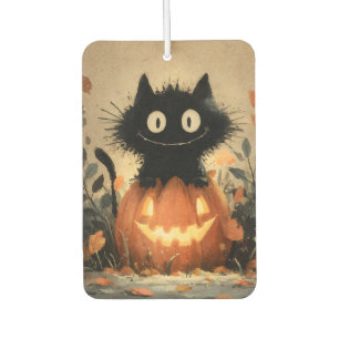 Niedliches Halloween-Schwarze Katze auf einem Jack Autolufterfrischer