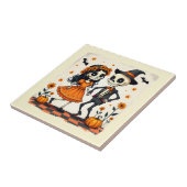 Niedliches Halloween Skeleton-Paar in Orange Fliese (Seite)