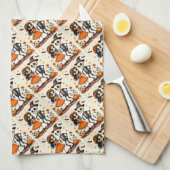 Niedliches Halloween Skeleton-Paar in Orange Geschirrtuch (Viertel Falte)