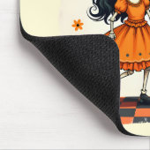 Niedliches Halloween Skeleton-Paar in Orange Mousepad (Ecke)
