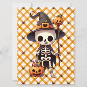 Niedliches Halloween-Skelett Feiertagskarte