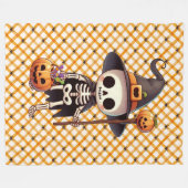 Niedliches Halloween-Skelett Fleecedecke (Vorderseite (Horizontal))