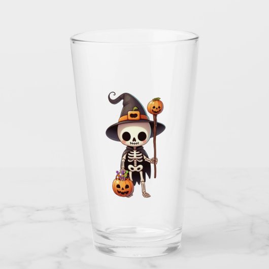 Niedliches Halloween-Skelett Glas (Vorderseite)