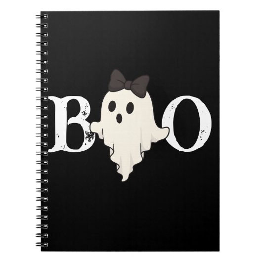 Niedliches Halloween-Spiral-Notebook - "Boo"-Geist Notizblock (Vorderseite)