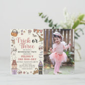 Niedliches Halloween Spooky Ghost 3. Geburtstag Fo Einladung (Stehend Vorderseite)