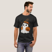 Niedliches Halloween Spooky Hexenghost mit Pumpkin T-Shirt (Vorne ganz)