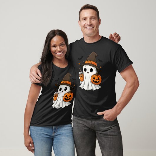 Niedliches Halloween Spooky Hexenghost mit Pumpkin T-Shirt (Unisex)