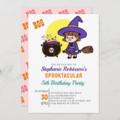 Niedliches Halloween Spooky Hexensche Kindergeburt Einladung (Vorne/Hinten)